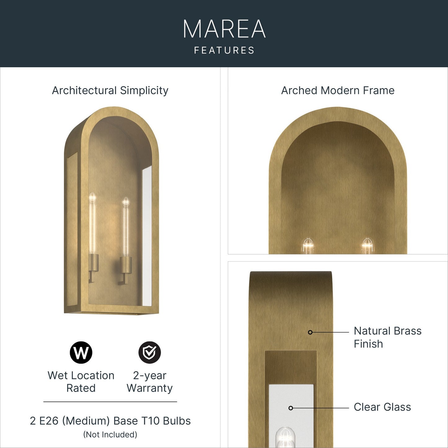 KICHLER 59203NBR Marea Two Light Outdoor Wall Mount