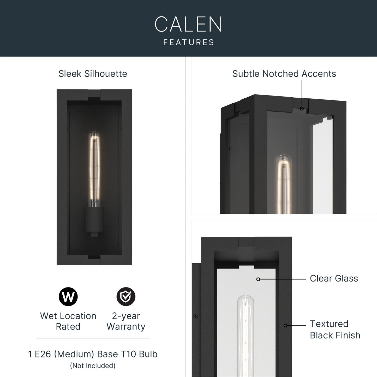 KICHLER 59208BKT Calen One Light Outdoor Wall Mount