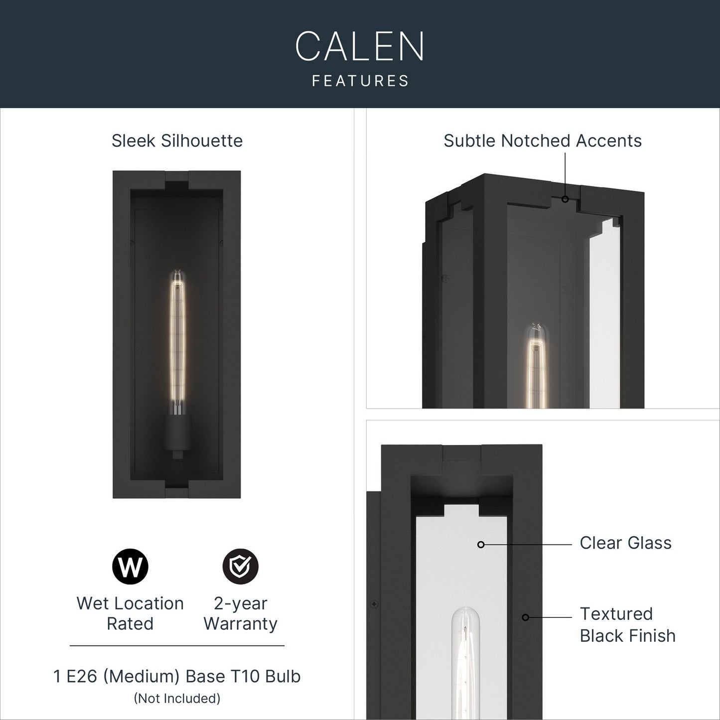 KICHLER 59209BKT Calen One Light Outdoor Wall Mount