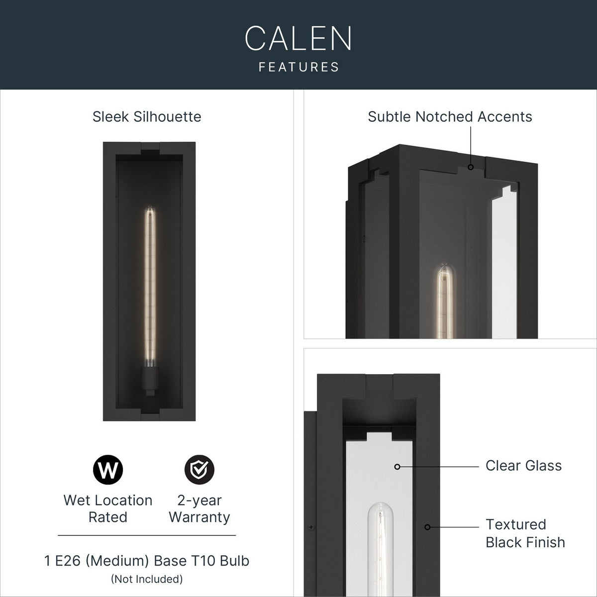 KICHLER 59210BKT Calen One Light Outdoor Wall Mount