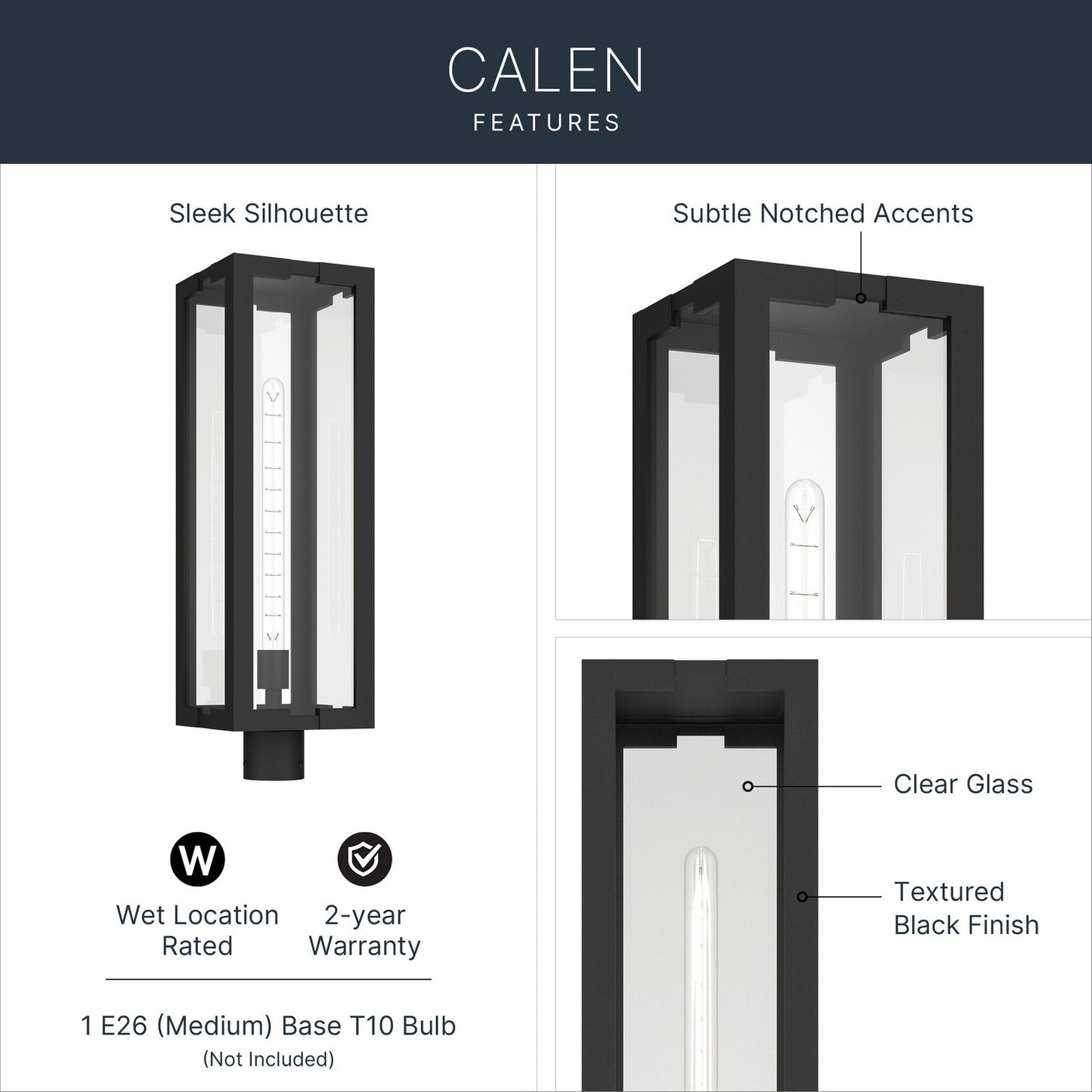 KICHLER 59211BKT Calen One Light Outdoor Post Lantern