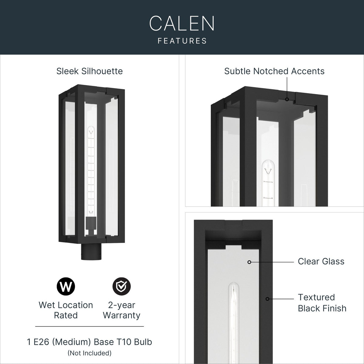 KICHLER 59211BKT Calen One Light Outdoor Post Lantern