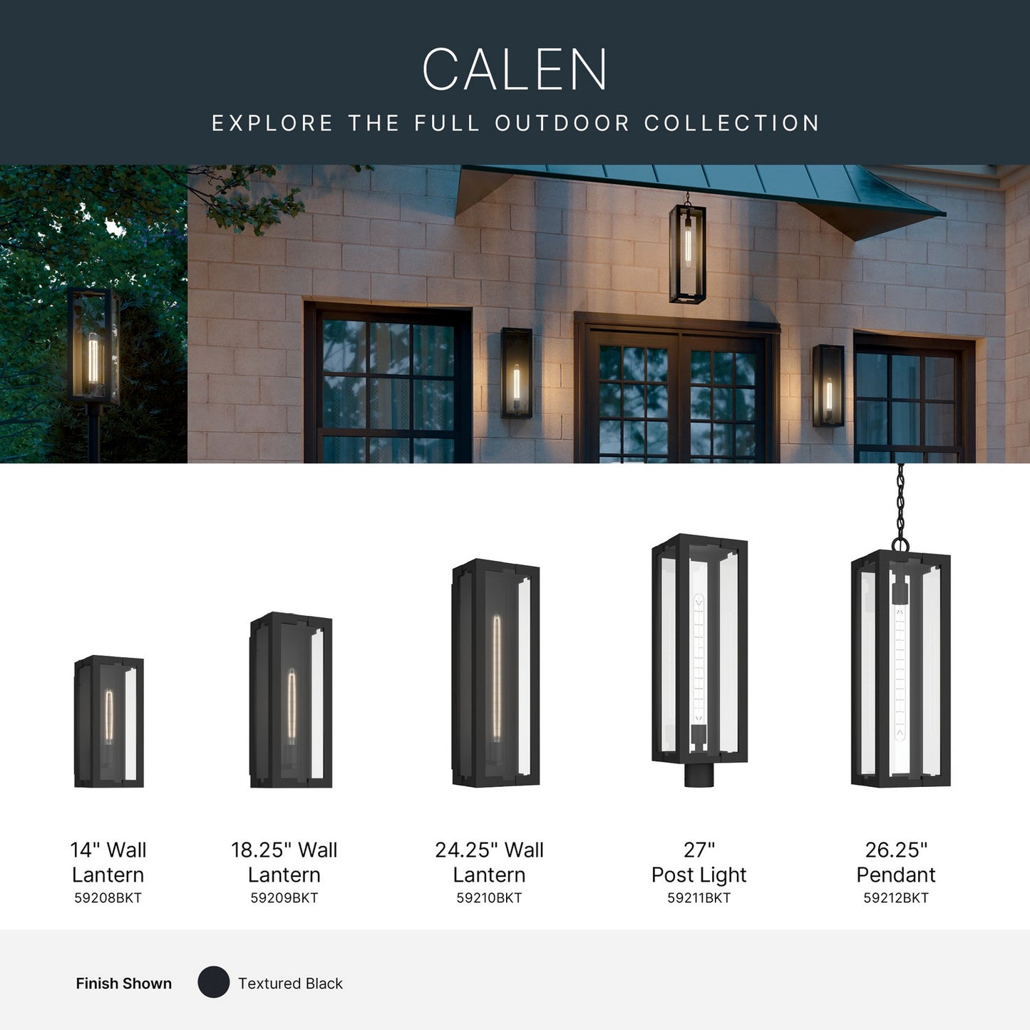 KICHLER 59211BKT Calen One Light Outdoor Post Lantern