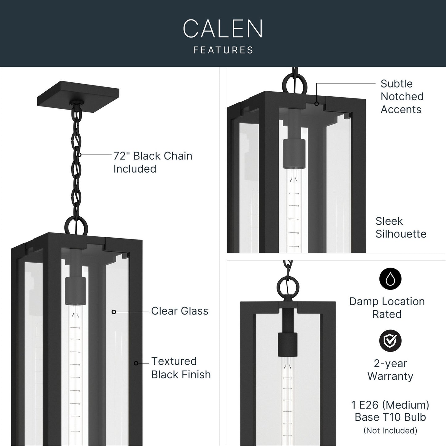 KICHLER 59212BKT Calen One Light Outdoor Pendant