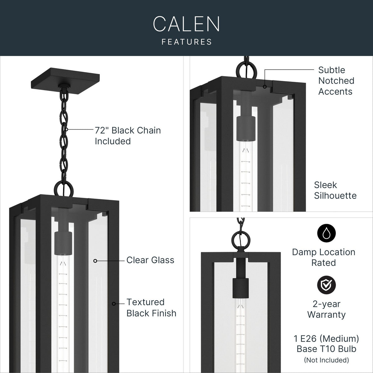KICHLER 59212BKT Calen One Light Outdoor Pendant