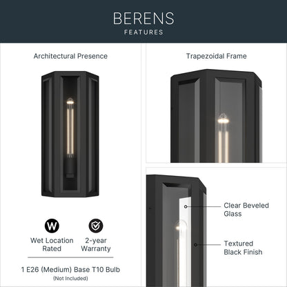 KICHLER 59214BKT Berens One Light Outdoor Wall Mount