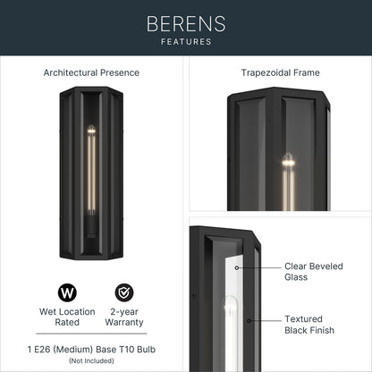 KICHLER 59215BKT Berens One Light Outdoor Wall Mount