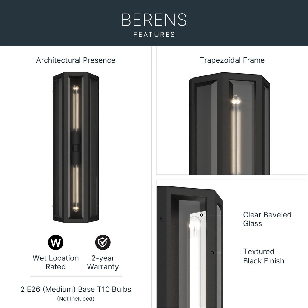 KICHLER 59216BKT Berens Two Light Outdoor Wall Mount