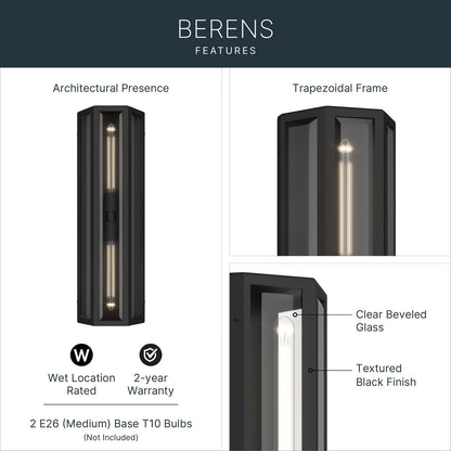 KICHLER 59216BKT Berens Two Light Outdoor Wall Mount