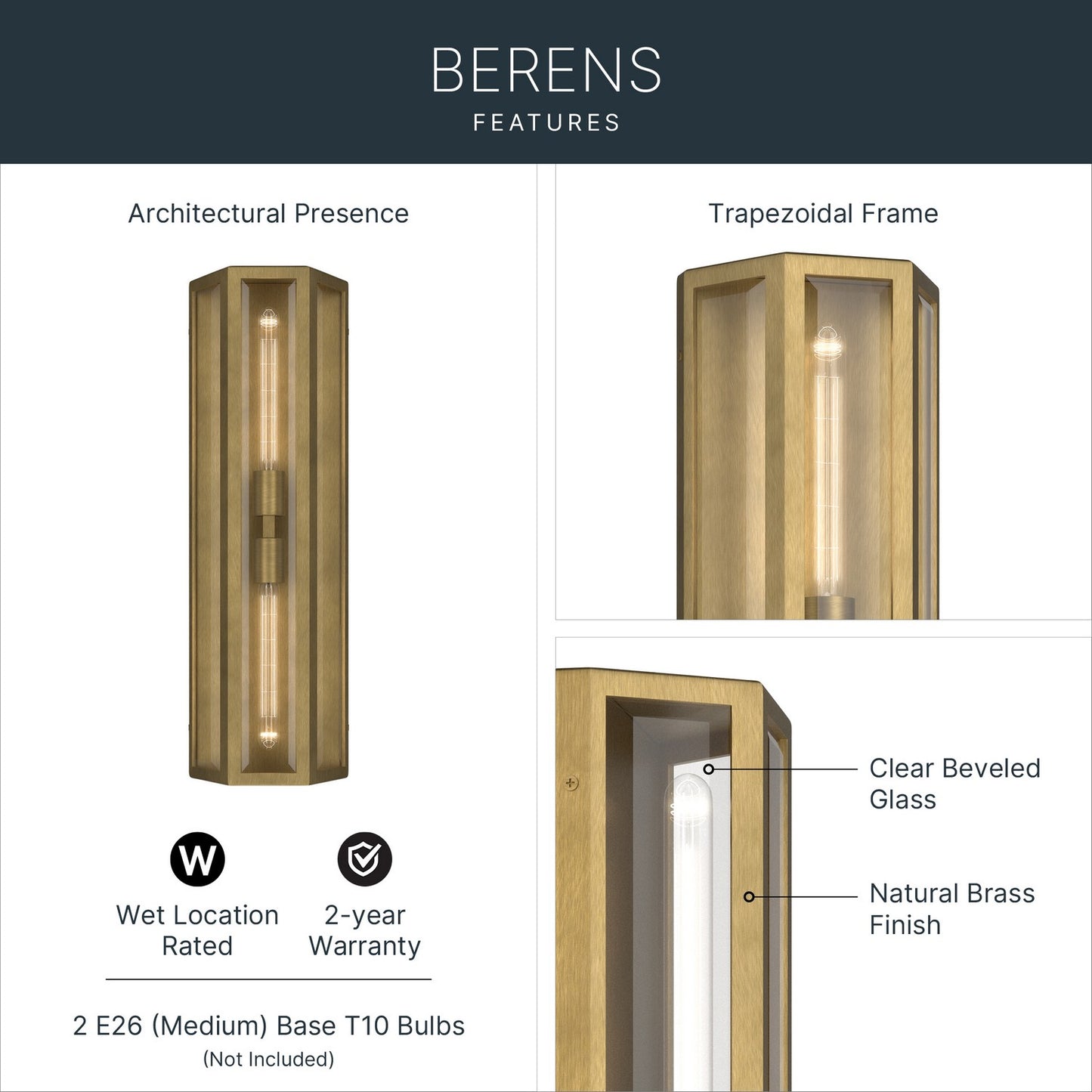 KICHLER 59216NBR Berens Two Light Outdoor Wall Mount