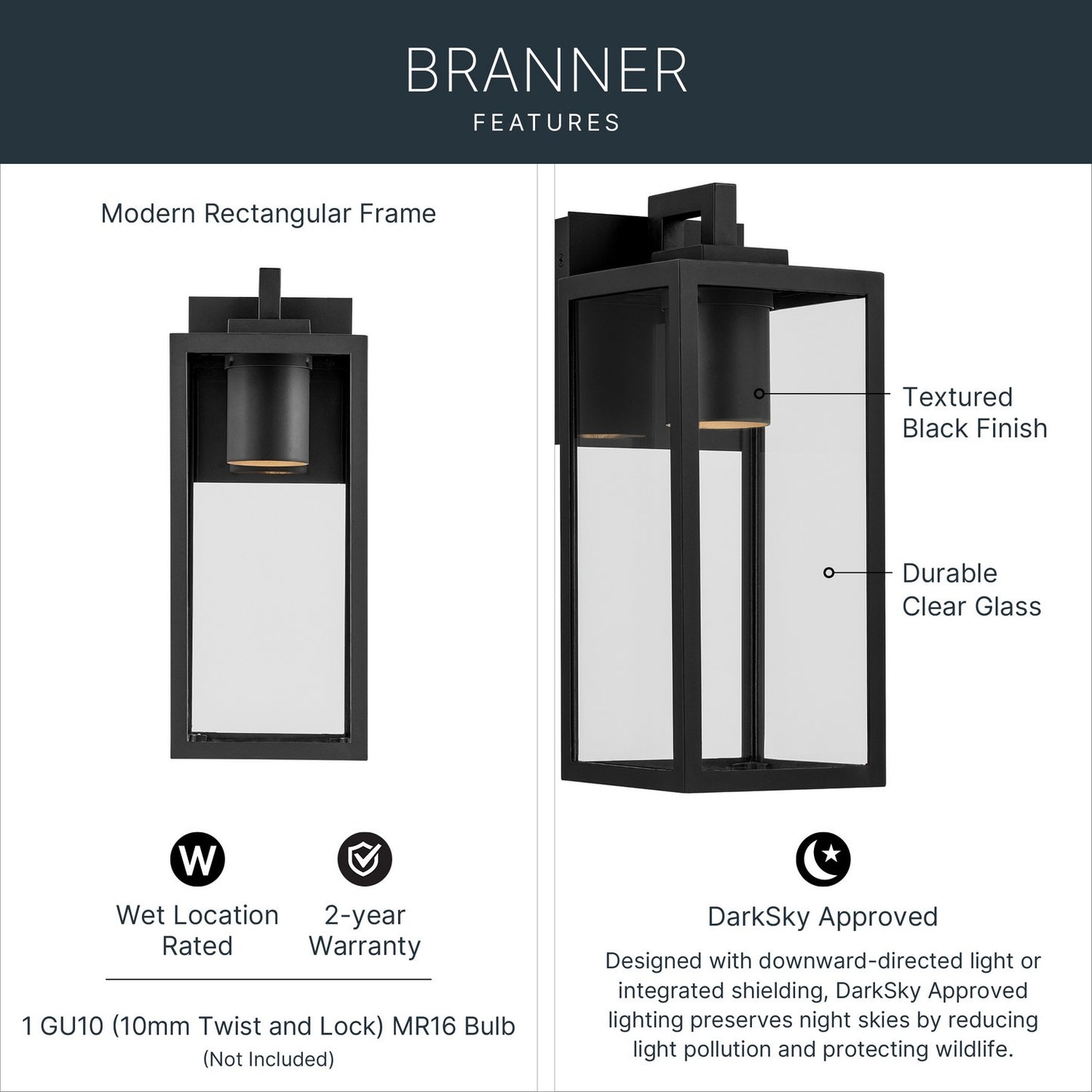 KICHLER 59111BKTDS Branner Outdoor Wall Mount