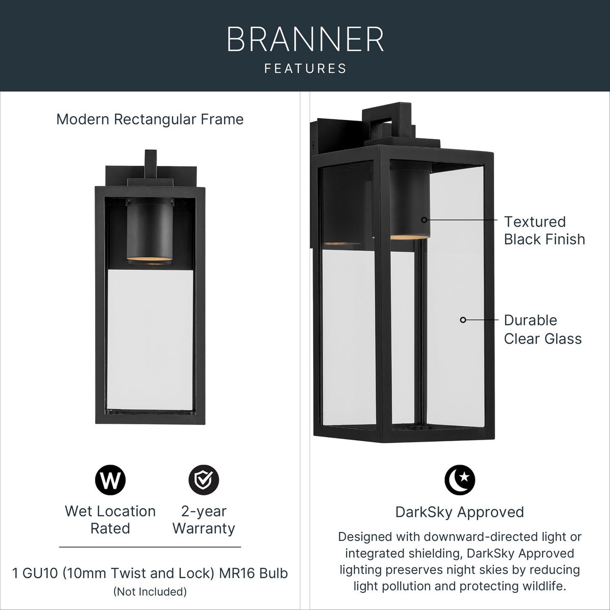 KICHLER 59111BKTDS Branner Outdoor Wall Mount