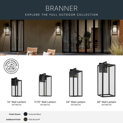 KICHLER 59112BKTDS Branner Outdoor Wall Mount