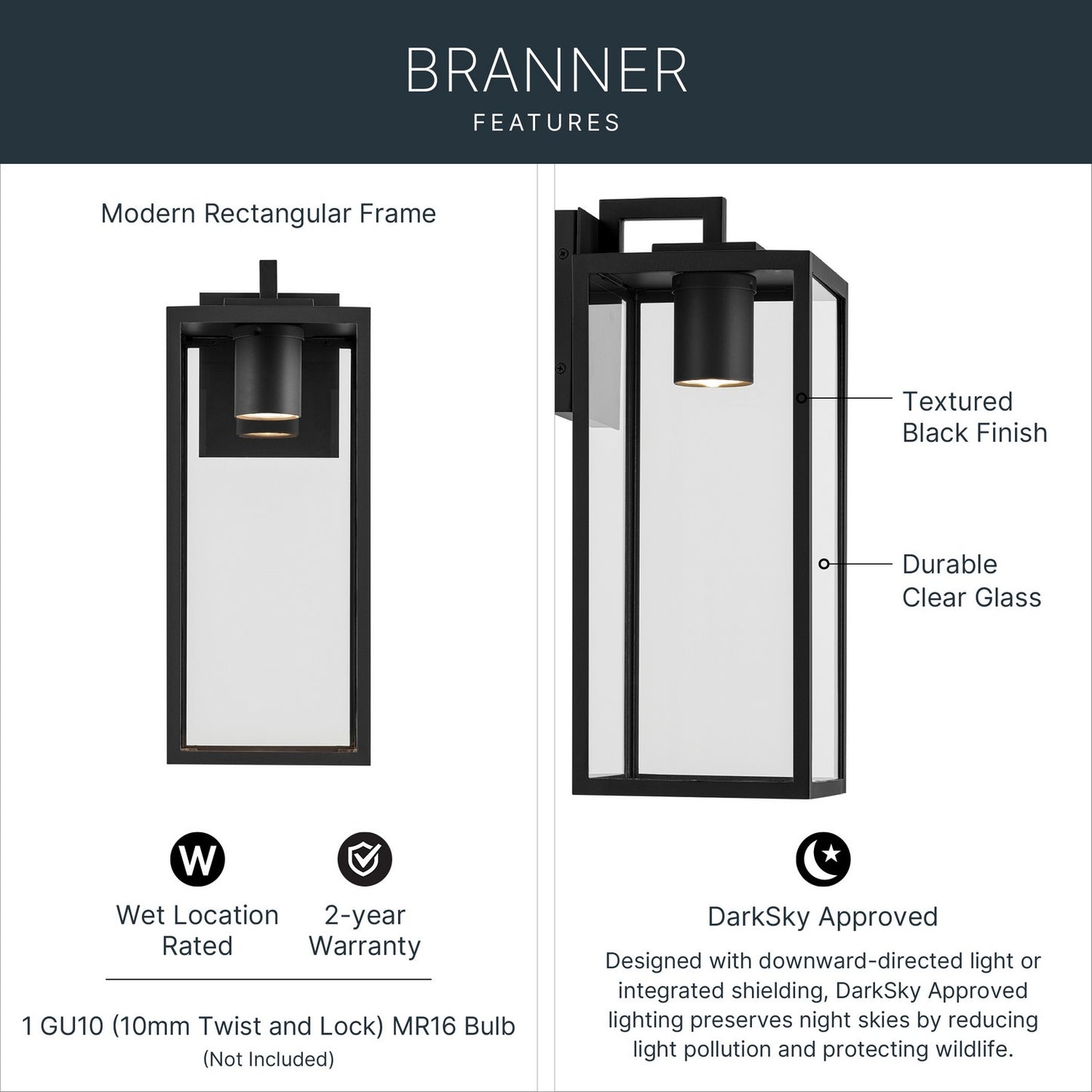 KICHLER 59112BKTDS Branner Outdoor Wall Mount