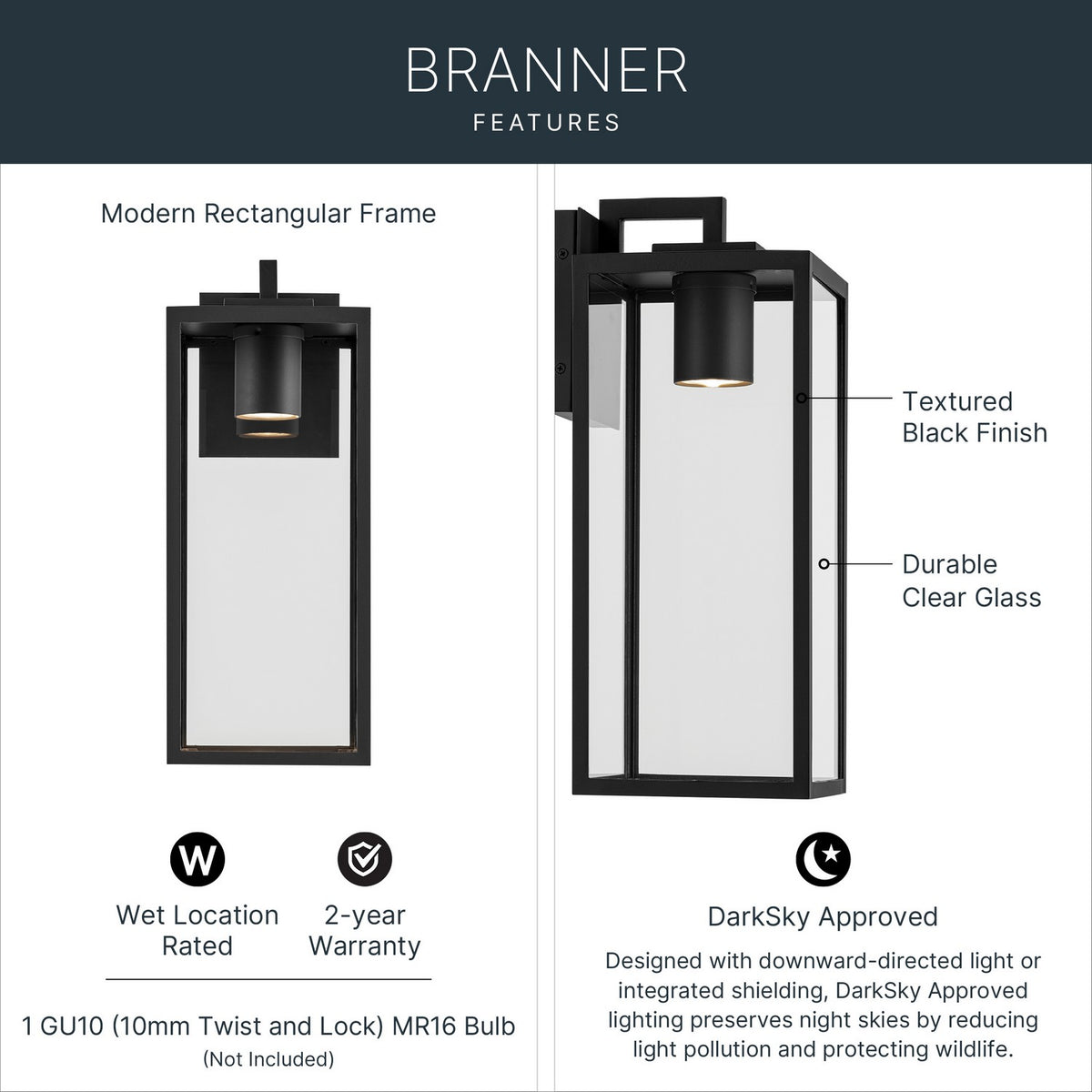 KICHLER 59112BKTDS Branner Outdoor Wall Mount