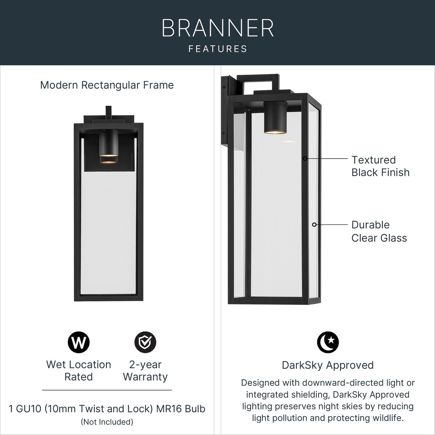 KICHLER 59113BKTDS Branner Outdoor Wall Mount