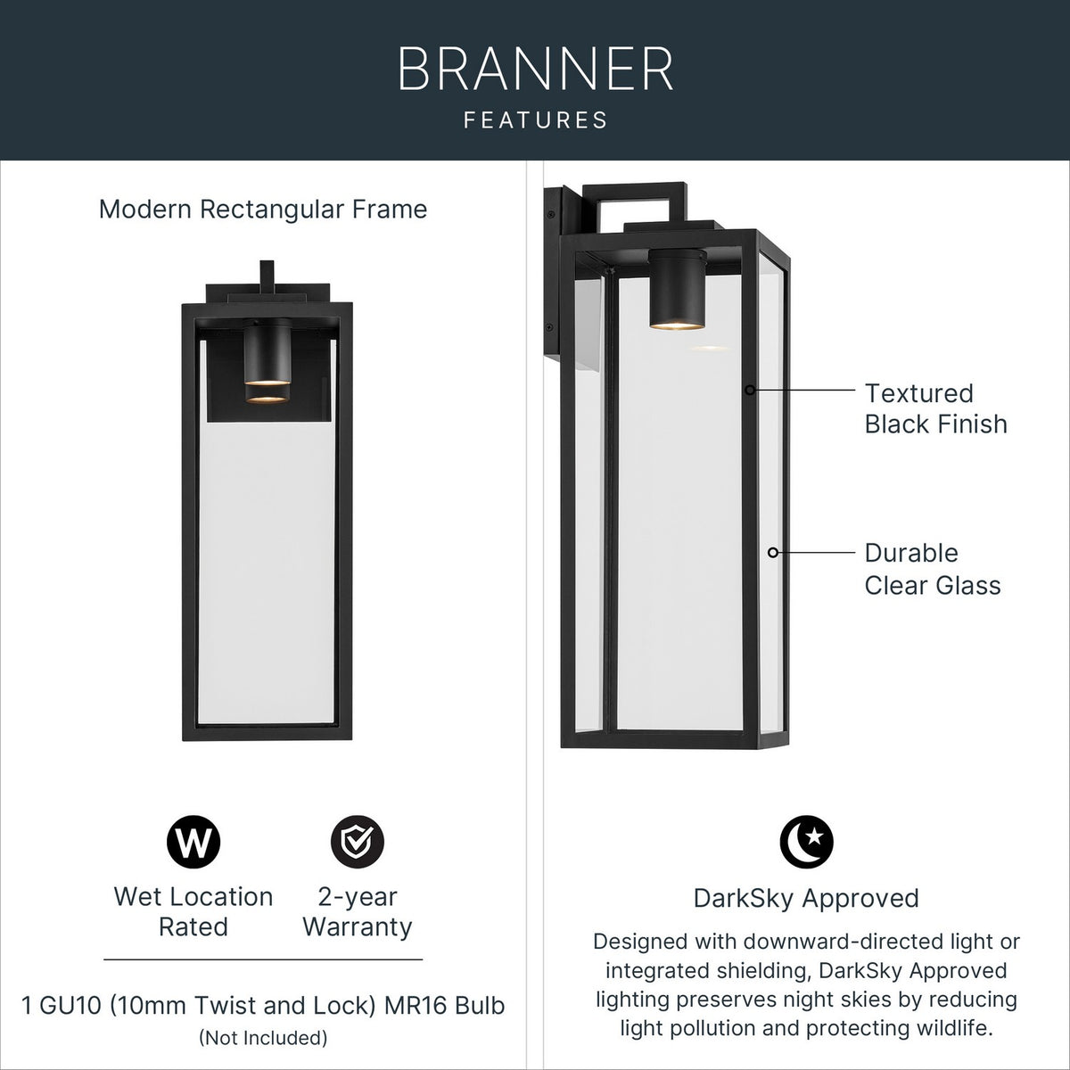 KICHLER 59113BKTDS Branner Outdoor Wall Mount