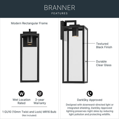 KICHLER 59113BKTDS Branner Outdoor Wall Mount