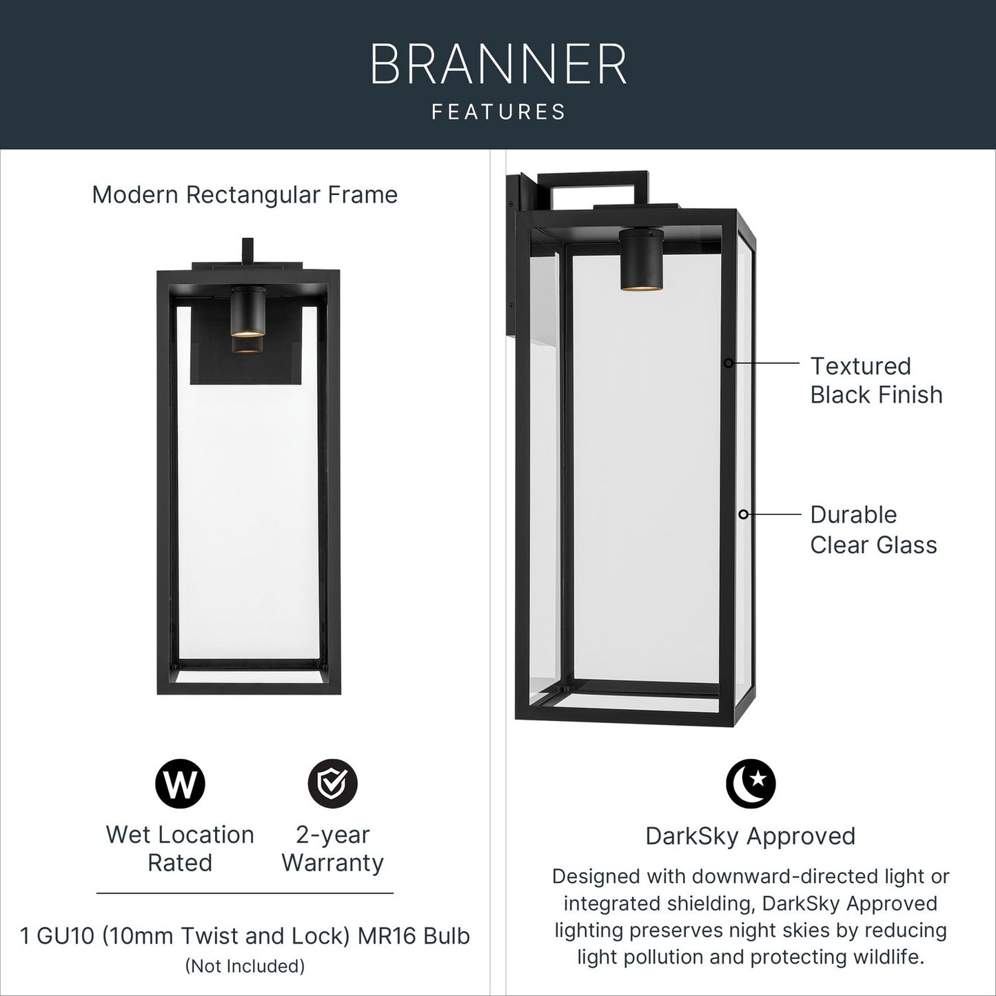 KICHLER 59114BKTDS Branner Outdoor Wall Mount