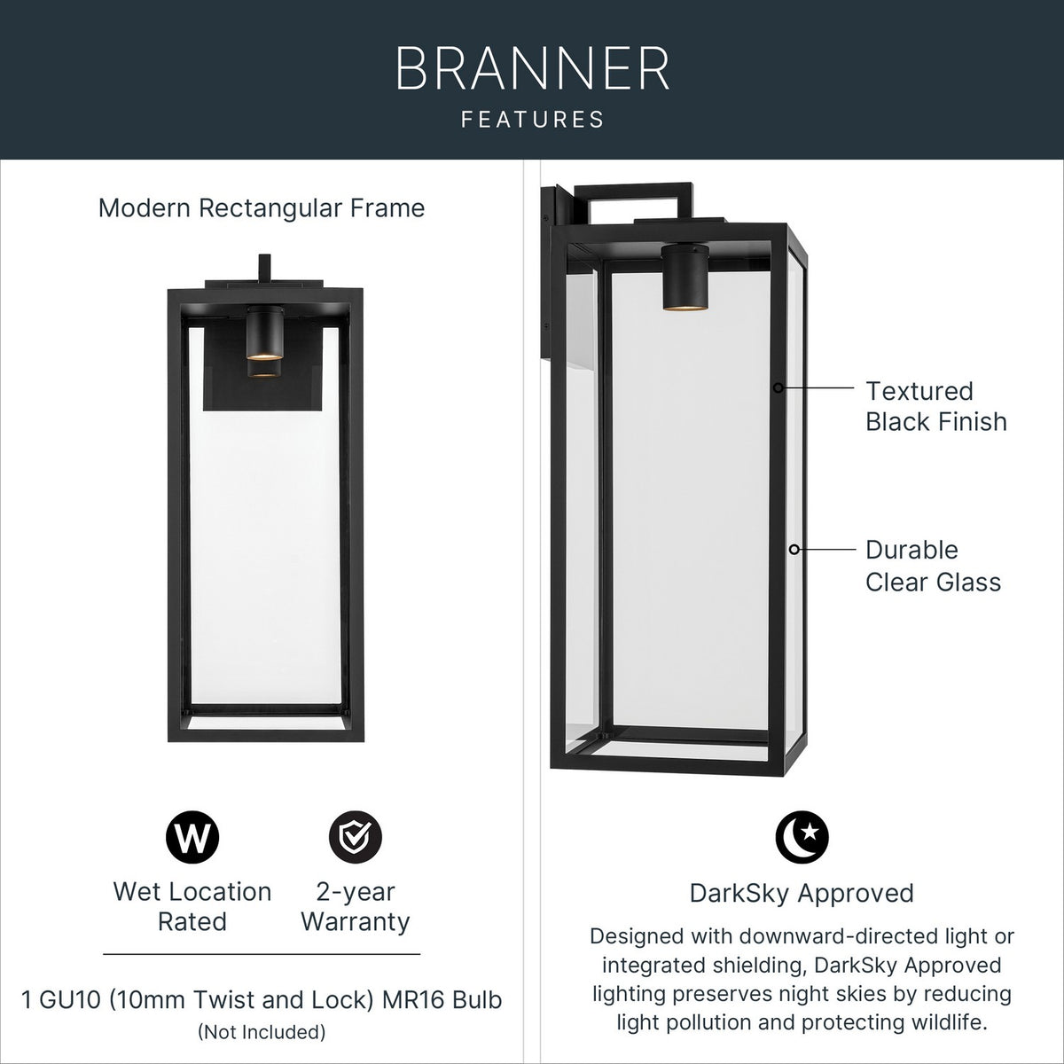 KICHLER 59114BKTDS Branner Outdoor Wall Mount