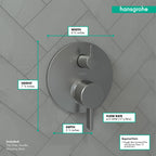 HANSGROHE 04447340 Ecostat Pressure Balance Trim S with Diverter - Brushed Black Chrome