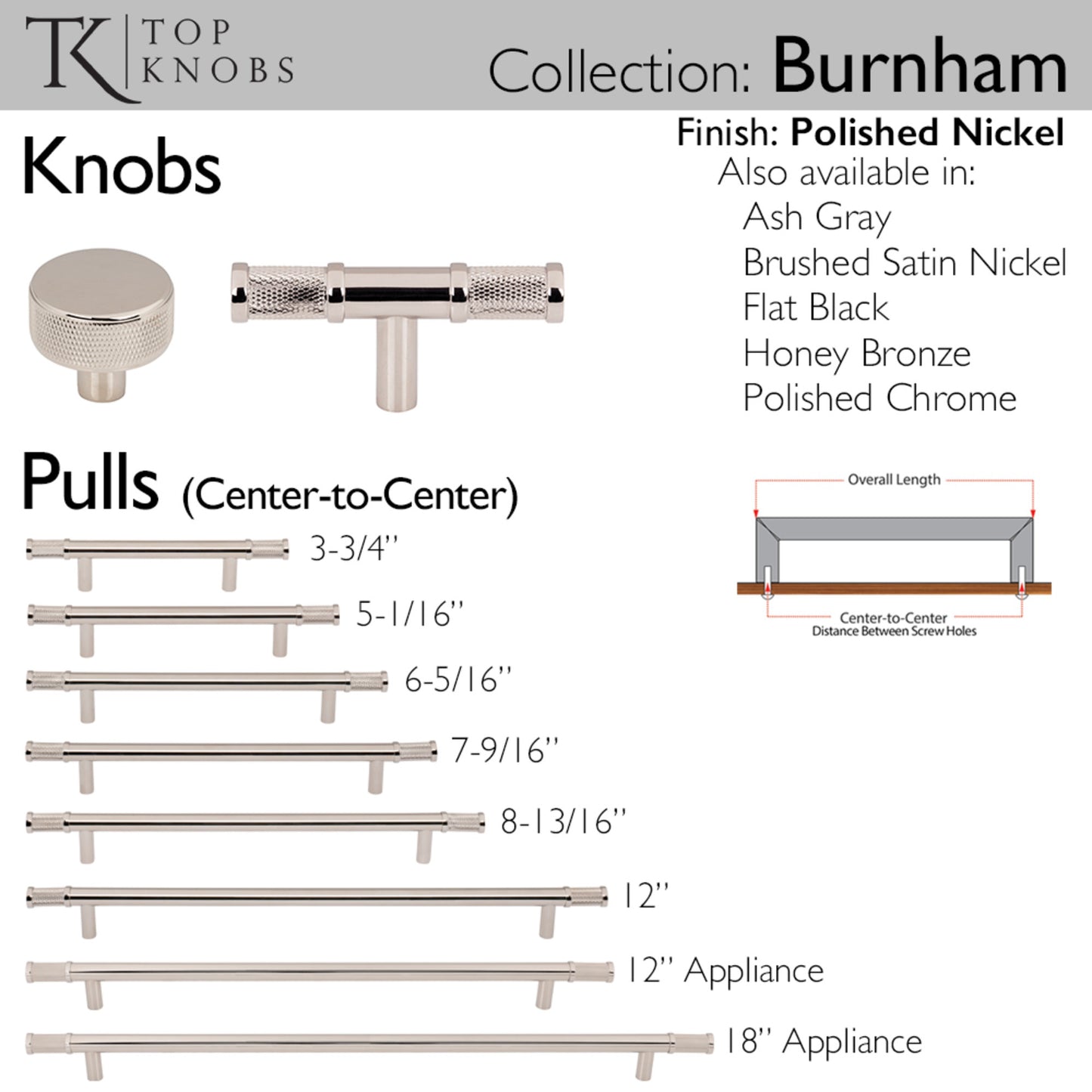 TOP KNOBS TK3238PN Burnham 12" Center to Center Bar Pull - Polished Nickel