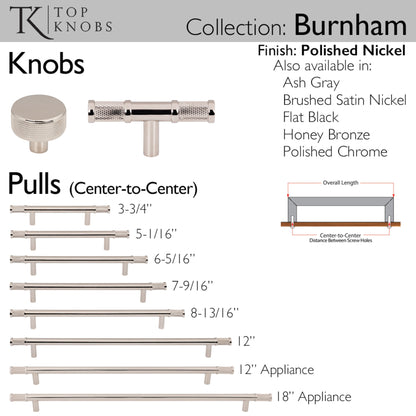 TOP KNOBS TK3230PN Burnham 1 1/4" Length Round Knob - Polished Nickel