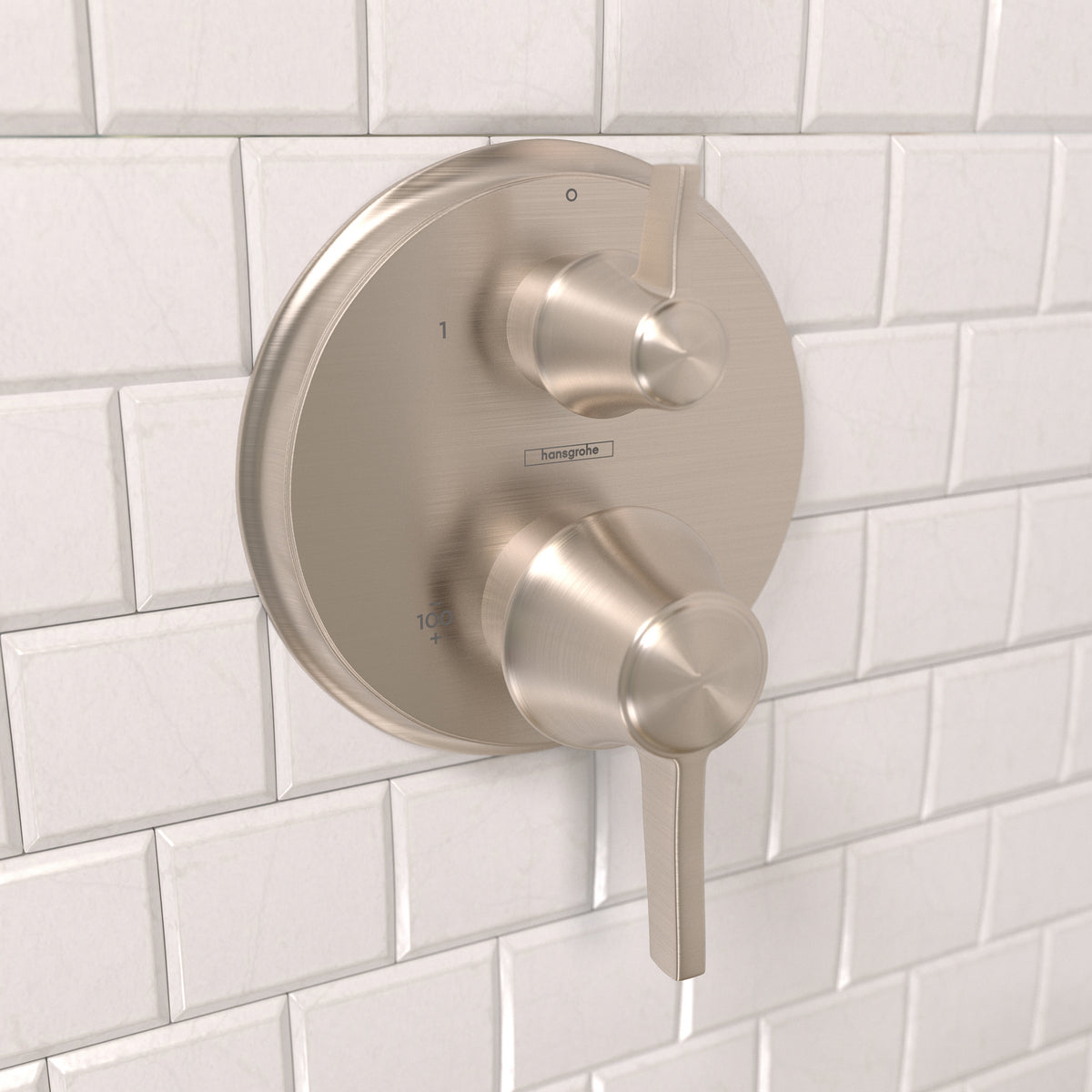 HANSGROHE 15753821 Ecostat Classic Thermostatic Trim with Volume Control and Diverter, Round - Brushed Nickel