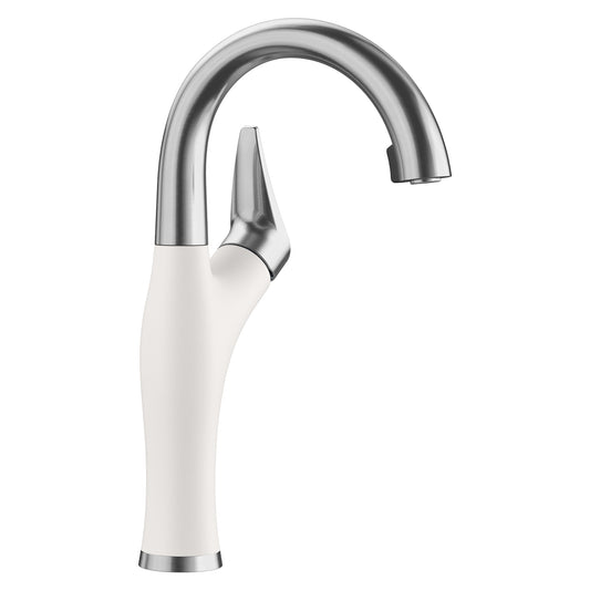 BLANCO 526386 Artona Artona Pull-Down Dual-Spray Bar Faucet - PVD Steel/White in Pvd Steel/White