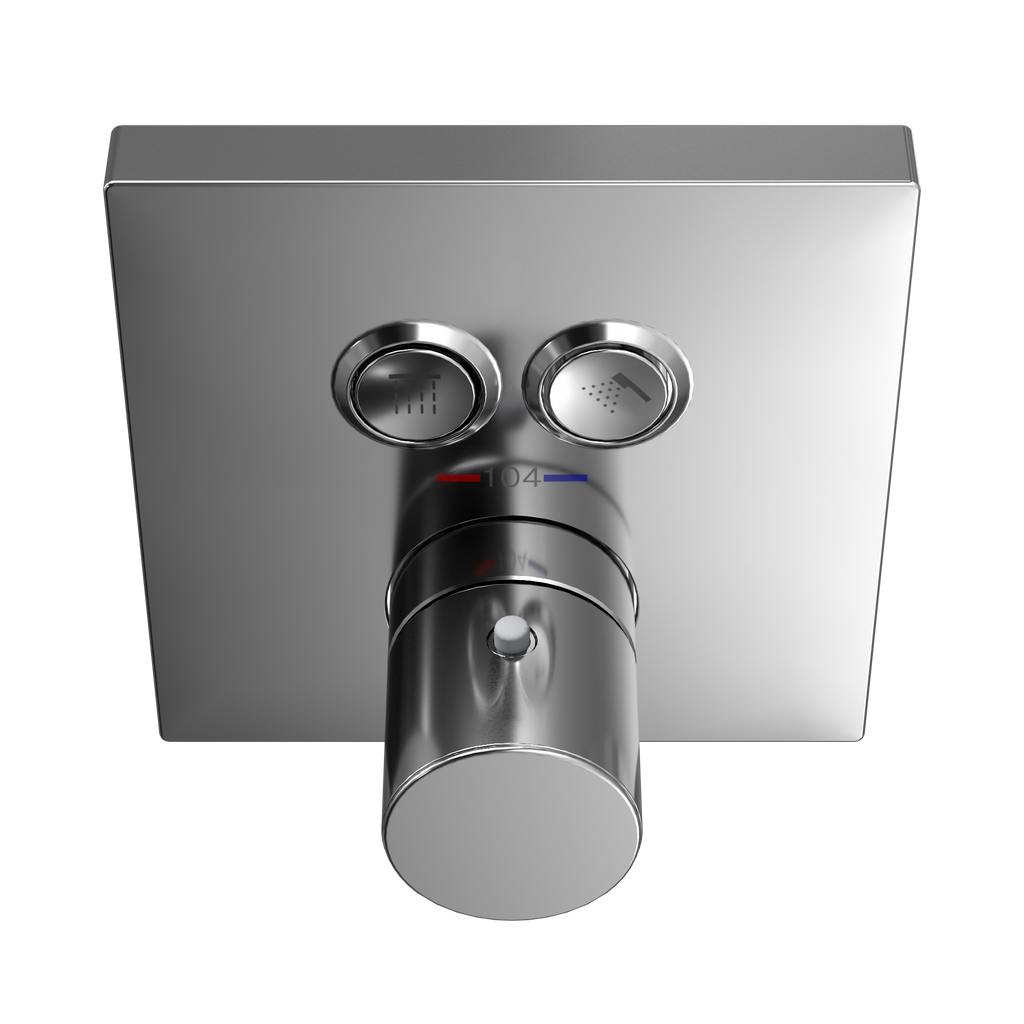 TOTO TBV02406U#CP Square Thermostatic Mixing Valve With 2-Function Shower Trim - Polished Chrome