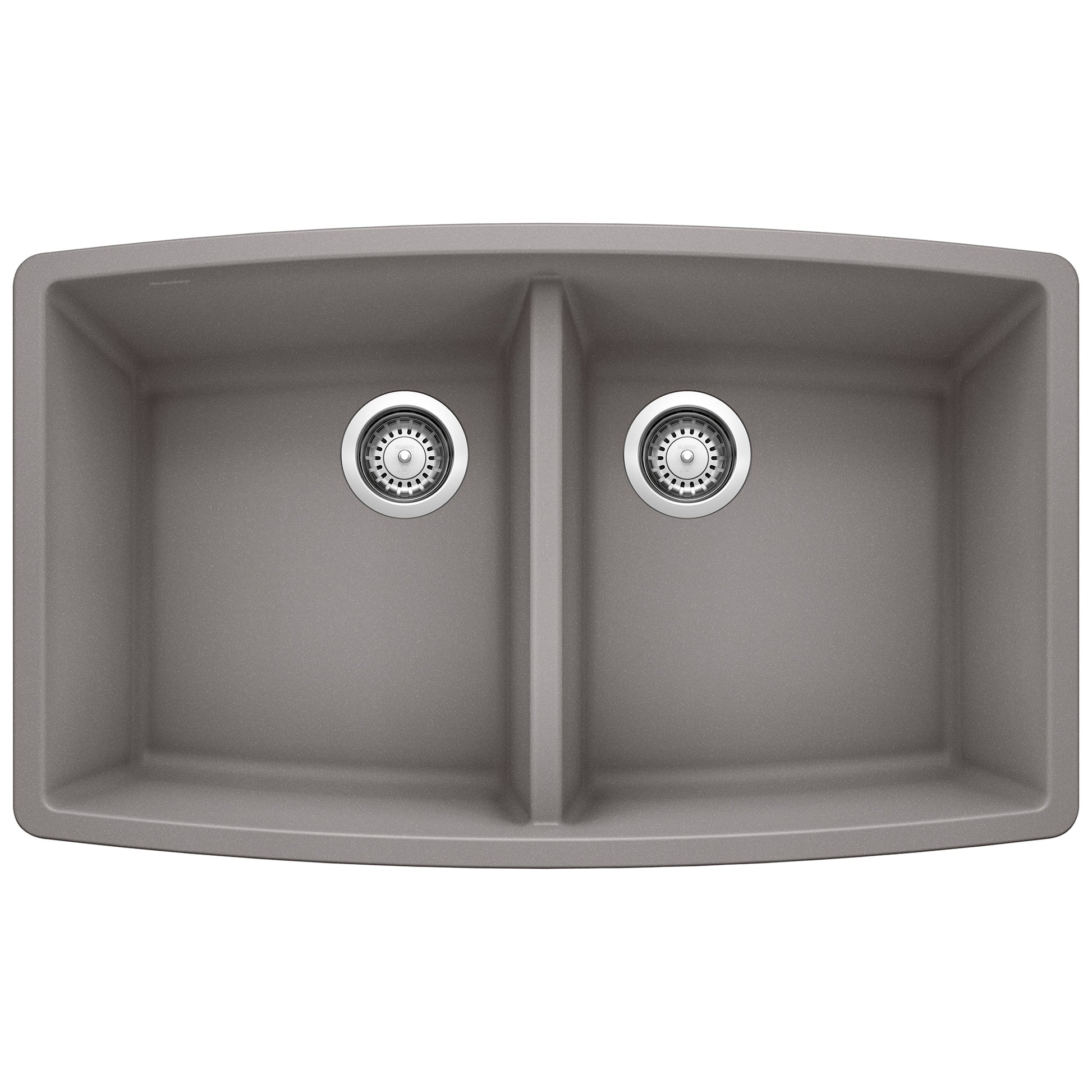 BLANCO 440072 Performa Performa SILGRANIT 33" 50/50 Double Bowl Undermount Kitchen Sink - Metallic Gray in Metallic Gray