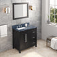 JEFFREY ALEXANDER VN2CAD-36-BK-NT 36" Black Cade Vanity, left offset - Black