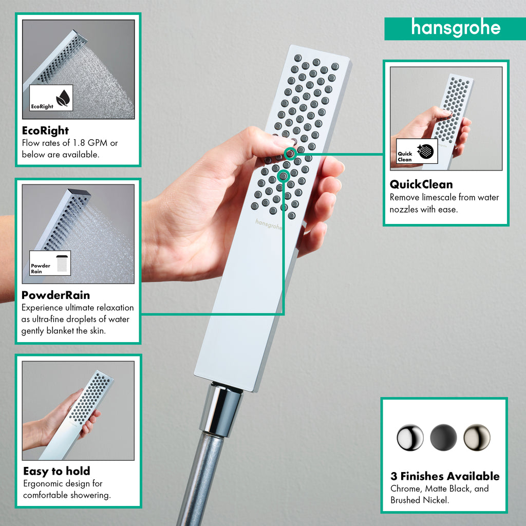 HANSGROHE 24321001 Pulsify E Baton Handshower 100 1-Jet, 1.75 GPM - Chrome