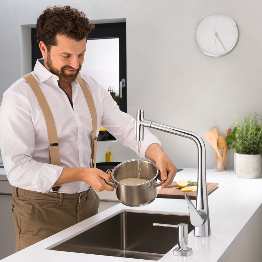 HANSGROHE 73816001 Metris Select HighArc Kitchen Faucet, 2-Spray Pull-Out with sBox, 1.75 GPM - Chrome