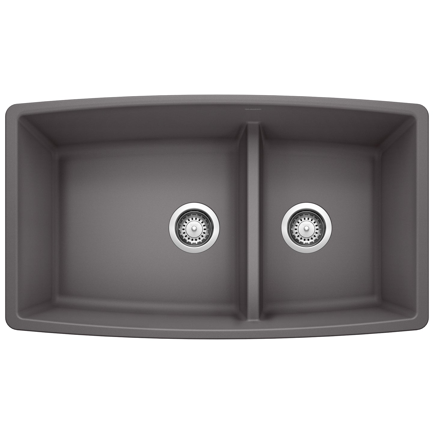 BLANCO 441474 Performa Performa SILGRANIT 33" 60/40 Double Bowl Undermount Kitchen Sink with Low Divide - Cinder in Cinder