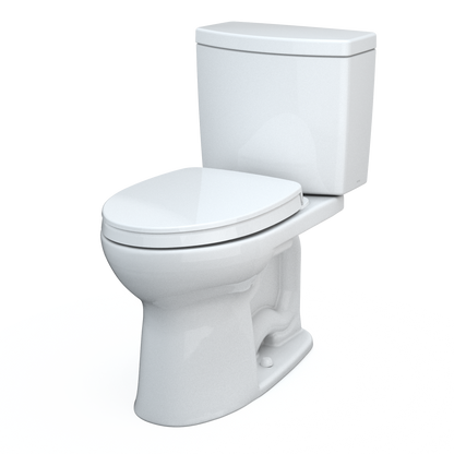 TOTO MS454124CUFG#01 Drake Ii 1G Two-Piece Elongated 1.0 Gpf Universal Height Toilet With Cefiontect And Ss124 Softclose Seat - Cotton White