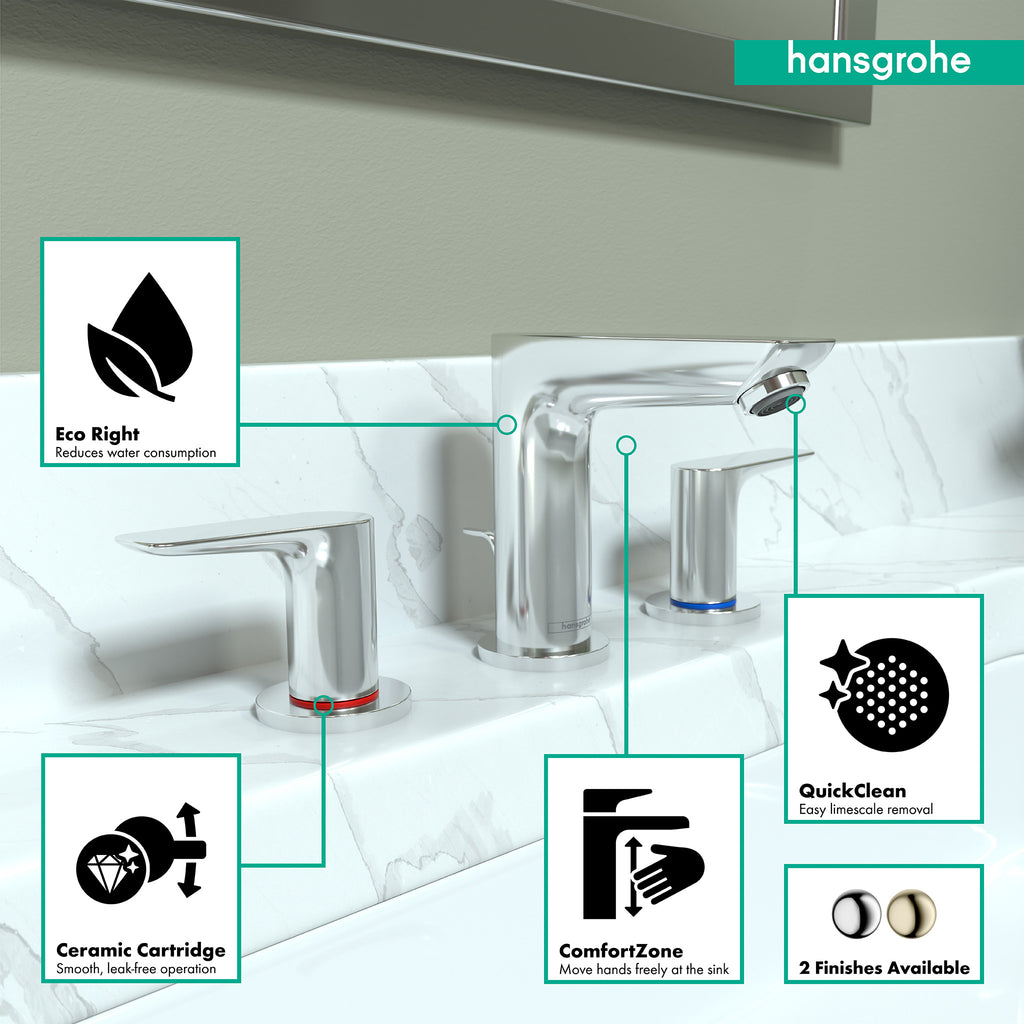 HANSGROHE 71733001 Talis E Widespread Faucet 150 with Pop-Up Drain, 1.2 GPM - Chrome