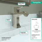 HANSGROHE 31300831 Metropol Classic Single-Hole Faucet 110 with Pop-Up Drain, 1.2 GPM - Polished Nickel
