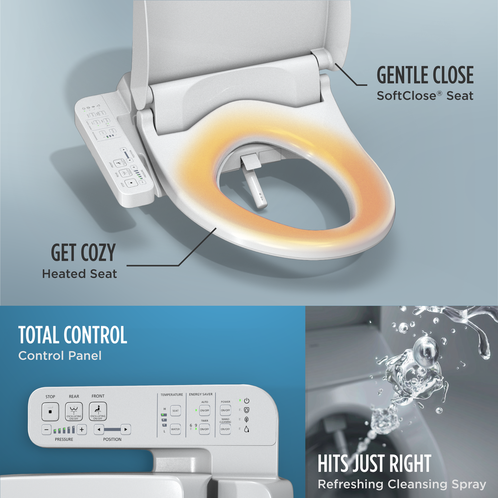 TOTO SW3004#01 Washlet A2  Electronic Bidet Toilet Seat With Heated Seat And Softclose Lid - Cotton White