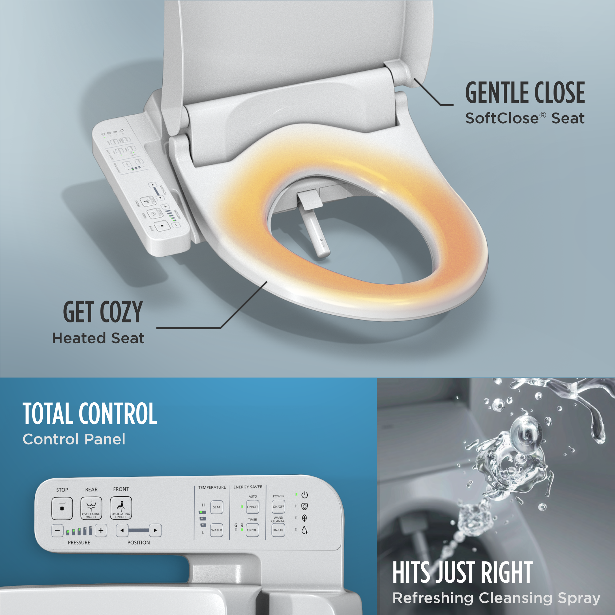 TOTO SW3004#01 Washlet A2  Electronic Bidet Toilet Seat With Heated Seat And Softclose Lid - Cotton White