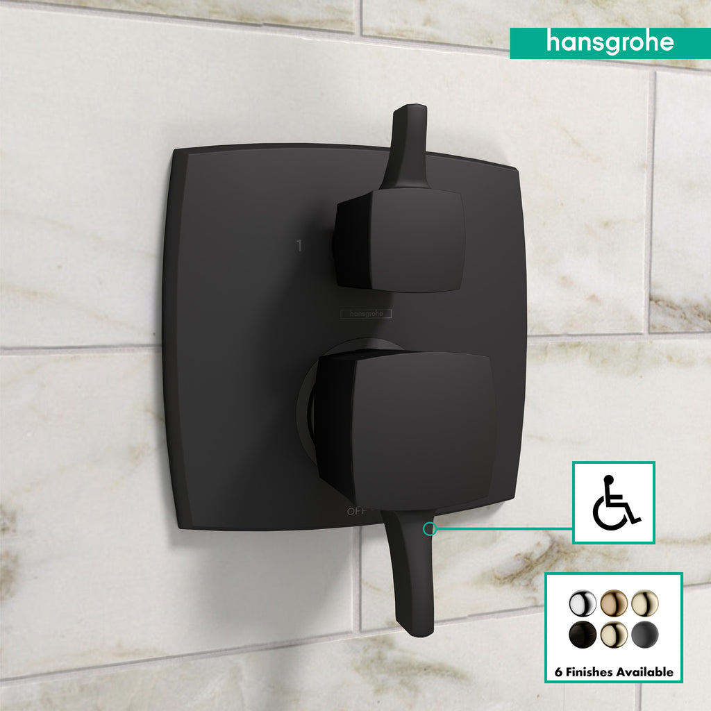 HANSGROHE 15865671 Ecostat Classic Pressure Balance Trim Classic Square with Diverter - Matte Black