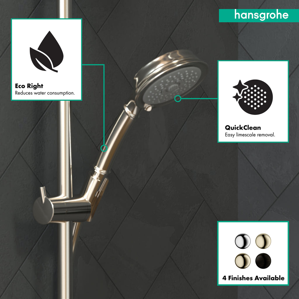HANSGROHE 04753830 Croma 100 Classic Handshower 3-Jet, 1.8 GPM - Polished Nickel
