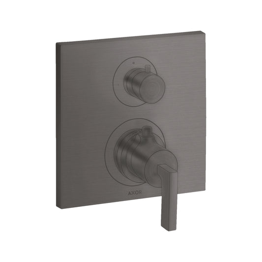 AXOR 39700341 Citterio Thermostatic Trim with Volume Control - Brushed Black Chrome
