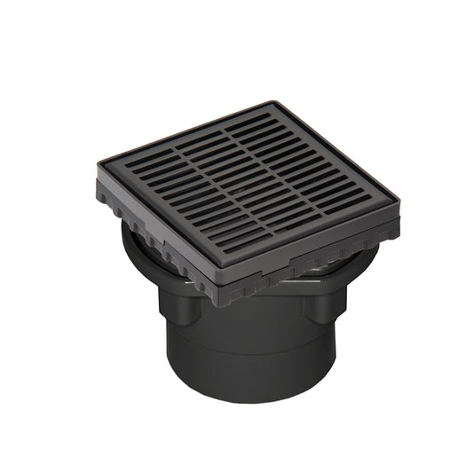 INFINITY DRAIN LND4-2A BK LND 4 4" x 4" LND 4 Slotted Pattern Complete Kit in Matte Black with ABS Drain Body, 2" Outlet