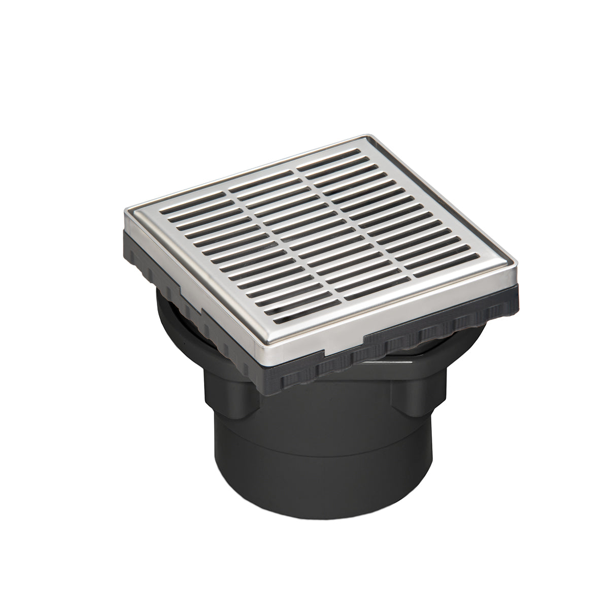 INFINITY DRAIN LND4-2A PS LND 4 4" x 4" LND 4 Slotted Pattern Complete Kit in Polished Stainless with ABS Drain Body, 2" Outlet