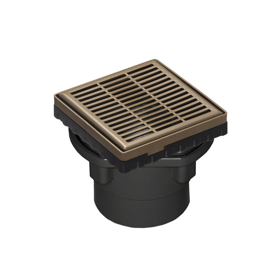 INFINITY DRAIN LND4-2A SB LND 4 4" x 4" LND 4 Slotted Pattern Complete Kit in Satin Bronze with ABS Drain Body, 2" Outlet
