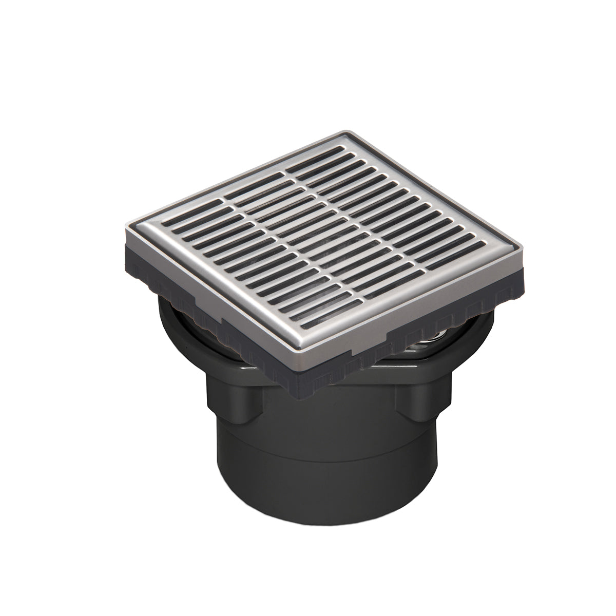 INFINITY DRAIN LND4-2A SS LND 4 4" x 4" LND 4 Slotted Pattern Complete Kit in Satin Stainless with ABS Drain Body, 2" Outlet