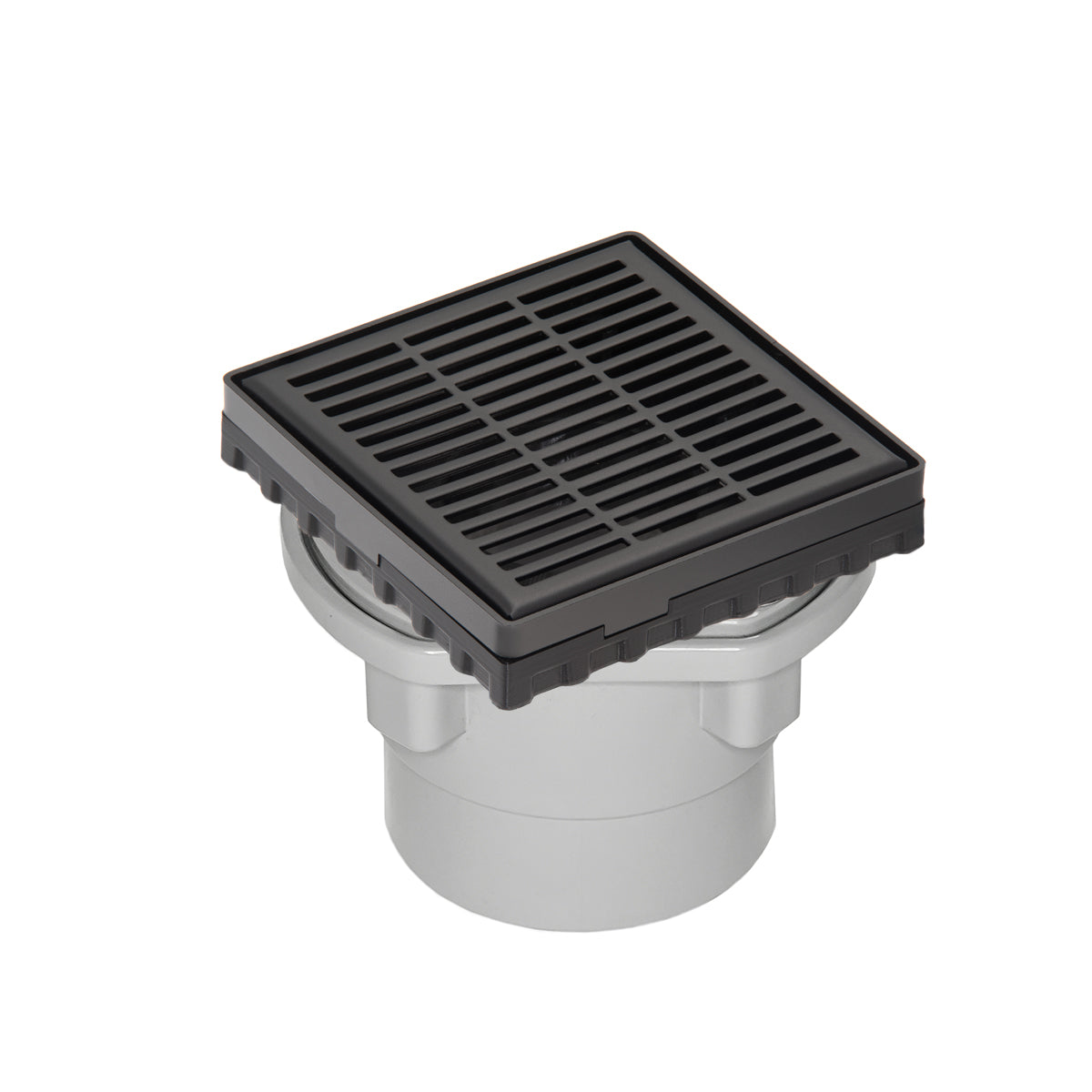 INFINITY DRAIN LND4-2P BK LND 4 4" x 4" LND 4 Slotted Pattern Complete Kit in Matte Black with PVC Drain Body, 2" Outlet