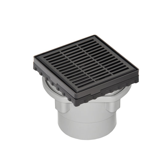 INFINITY DRAIN LND4-2P BK LND 4 4" x 4" LND 4 Slotted Pattern Complete Kit in Matte Black with PVC Drain Body, 2" Outlet
