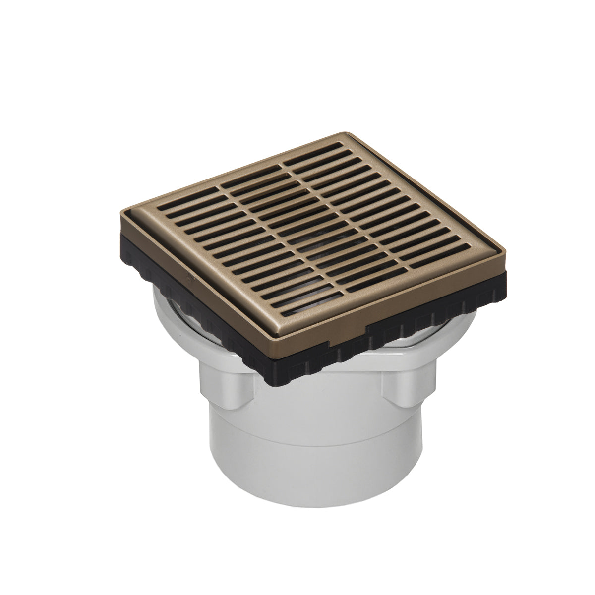 INFINITY DRAIN LND4-2P SB LND 4 4" x 4" LND 4 Slotted Pattern Complete Kit in Satin Bronze with PVC Drain Body, 2" Outlet